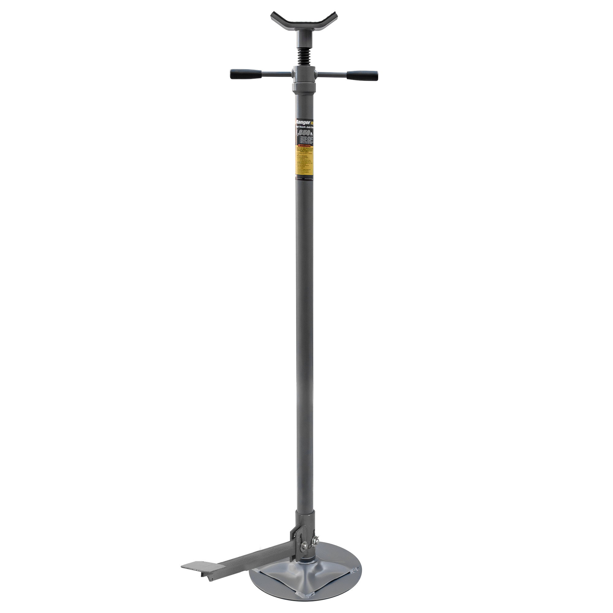 Ranger, Foot Operated High Reach Jack Stand, Lift Capacity 1 Tons, Max. Lift Height 80.5 in, Min. Lift Height 54.5 in, Model# RJS-1TF